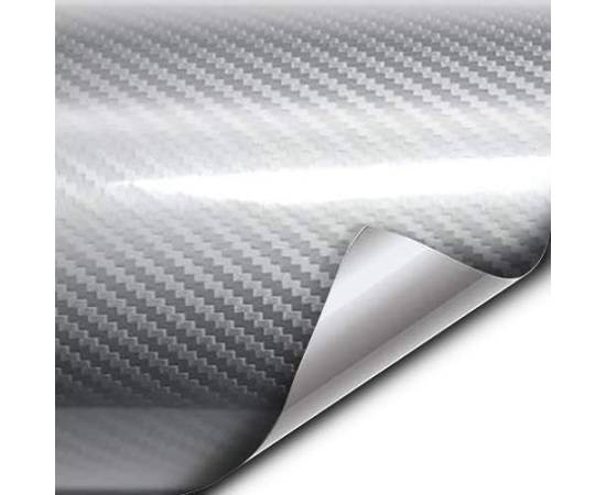 Folie colantare auto Carbon 5D Lacuit Argintiu (3,0m x 1,52m), 2 image