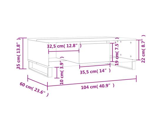 Masă de cafea, gri sonoma, 104x60x35 cm, lemn compozit, 11 image