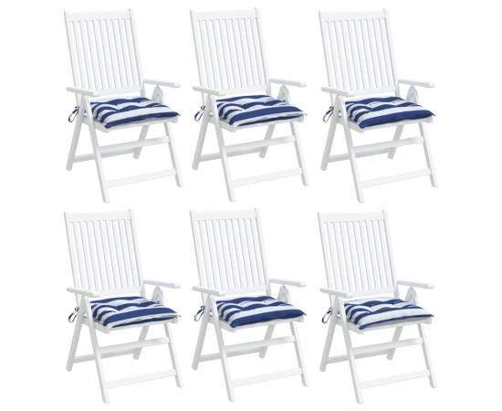 Perne de scaun, 6 buc., albastru&alb, 40x40x7 cm, textil, dungi, 3 image