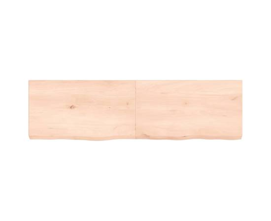 Poliță de perete, 140x40x6 cm, lemn masiv de stejar netratat, 2 image