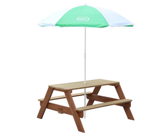 Axi masă de picnic pentru copii „nick” cu umbrelă, maro, 7 image