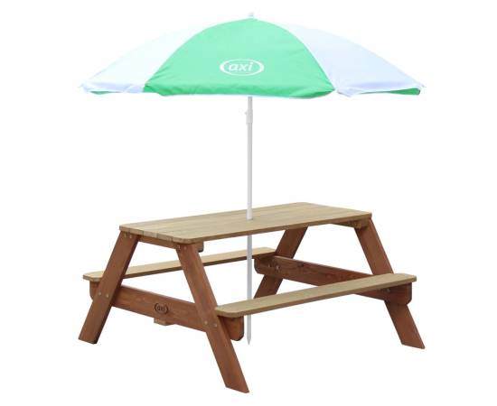 Axi masă de picnic pentru copii „nick” cu umbrelă, maro, 2 image