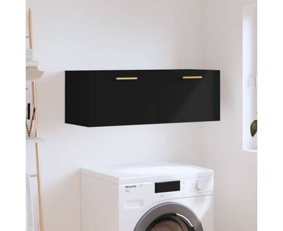 Dulap de perete, negru, 100x36,5x35 cm, lemn compozit