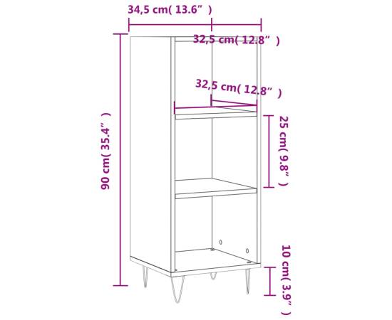 Servantă, gri beton, 34,5x32,5x90 cm, lemn prelucrat, 9 image