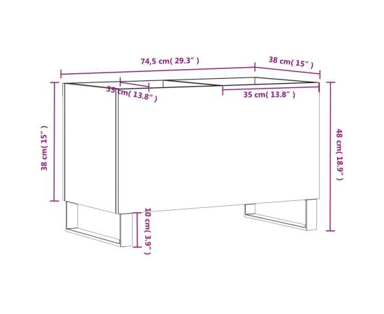 Dulap pentru discuri, gri beton, 74,5x38x48 cm, lemn prelucrat, 9 image