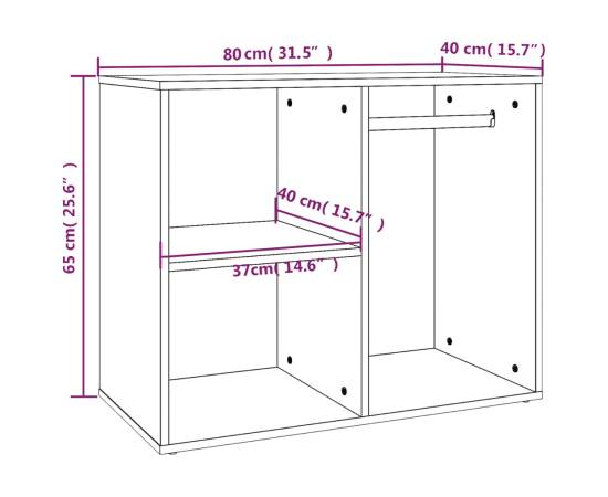 Dulap de dressing, negru, 80x40x65 cm, lemn compozit, 8 image