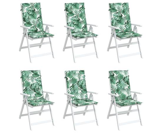 Perne de scaun spătar înalt, 6 buc., model frunze, textil, 3 image