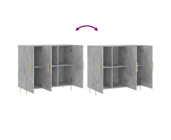 Servantă, gri beton, 90x34x80 cm, lemn compozit, 9 image