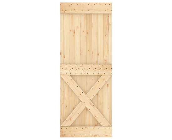 Ușă glisantă cu set de feronerie 80x210 cm, lemn masiv de pin, 4 image