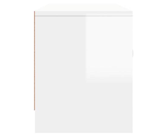 Comodă tv, alb extralucios, 102x30x37,5 cm, lemn prelucrat, 7 image