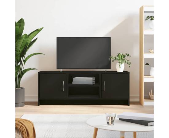 Comodă tv, negru, 102x30x37,5 cm, lemn prelucrat