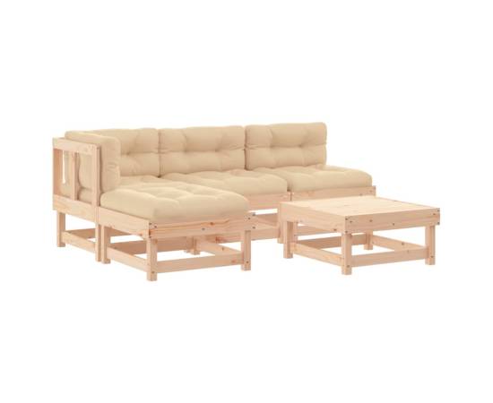 Set mobilier de grădină cu perne, 5 piese, lemn masiv, 2 image