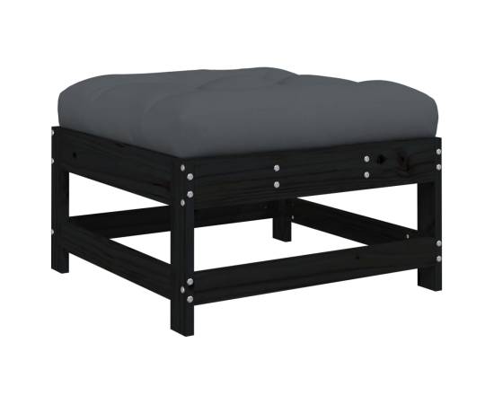 Set mobilier de grădină cu perne, 5 piese, negru, lemn masiv, 6 image