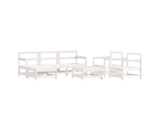 Set mobilier de grădină cu perne, 7 piese, alb, lemn masiv, 3 image