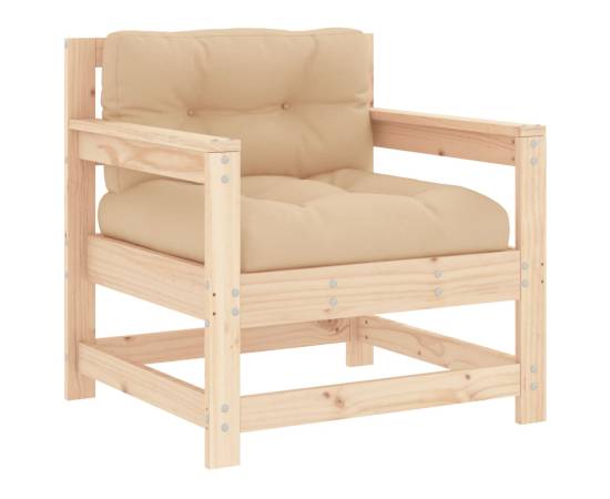 Set mobilier relaxare de grădină & perne 6 piese lemn masiv pin, 5 image