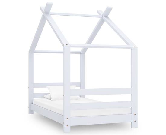 Cadru pat de copii, alb, 70 x 140 cm, lemn masiv de pin
