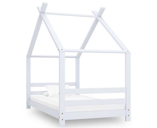 Cadru pat de copii, alb, 80 x 160 cm, lemn masiv de pin