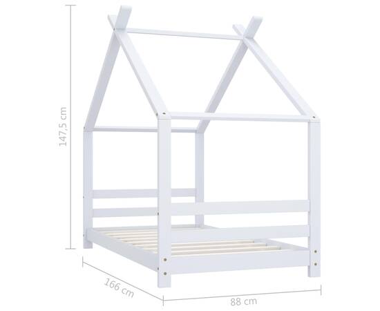 Cadru pat de copii, alb, 80 x 160 cm, lemn masiv de pin, 7 image
