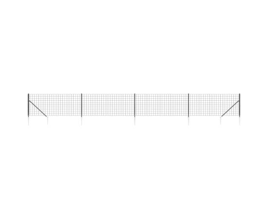 Gard plasă de sârmă cu țăruși de fixare, antracit, 1,1x10 m, 2 image