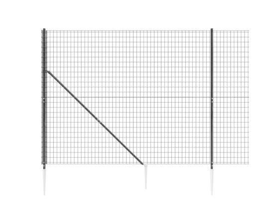 Gard plasă de sârmă cu țăruși de fixare, antracit, 1,6x25 m, 4 image