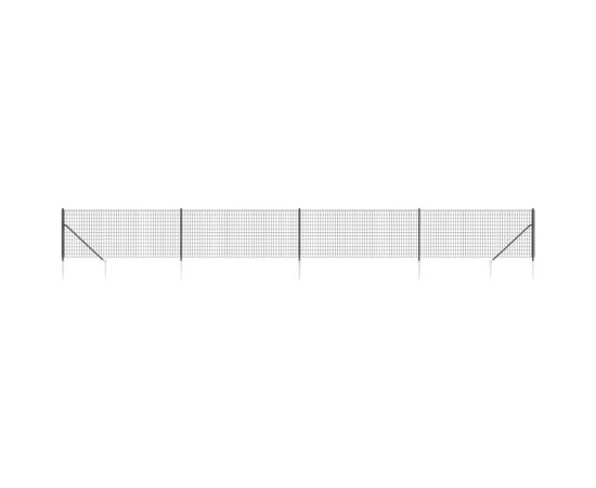 Gard plasă de sârmă cu țăruși de fixare, antracit, 1x10 m, 2 image