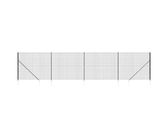 Gard plasă de sârmă cu țăruși de fixare, antracit, 2x10 m, 2 image