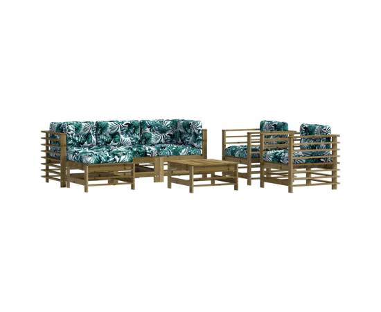 Set mobilier de grădină cu perne, 7 piese, lemn de pin tratat, 2 image