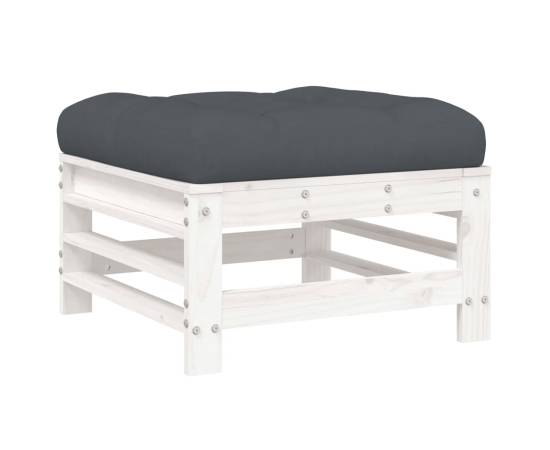 Set mobilier de grădină cu perne, 8 piese, alb, lemn masiv, 6 image