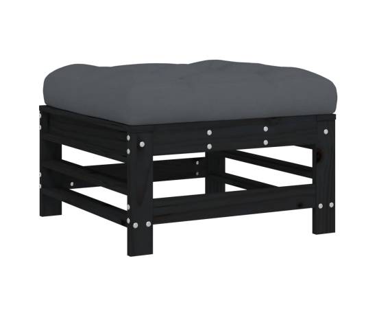 Set mobilier de grădină cu perne, 8 piese, negru, lemn masiv, 6 image