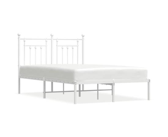 Cadru de pat metalic cu tăblie, alb, 120x190 cm, 2 image