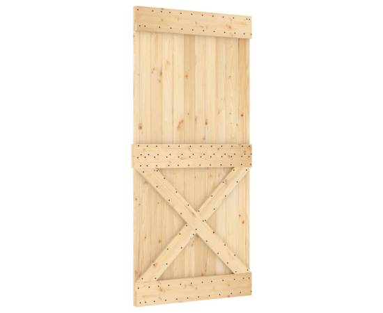 Ușă glisantă cu set de feronerie 95x210 cm, lemn masiv de pin, 3 image