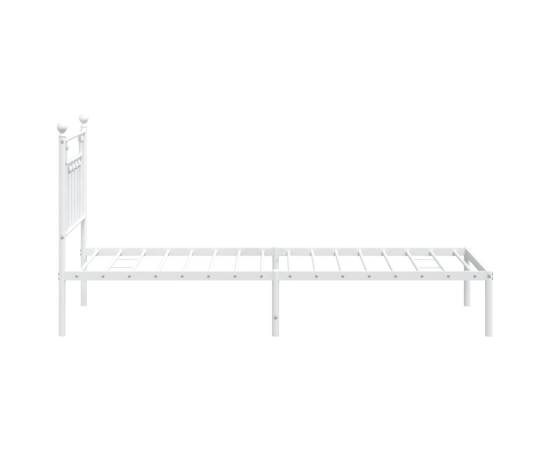 Cadru de pat metalic cu tăblie, alb, 80x200 cm, 7 image