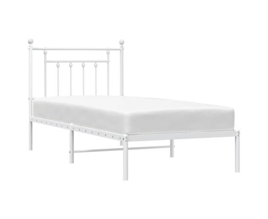 Cadru de pat metalic cu tăblie, alb, 80x200 cm, 4 image