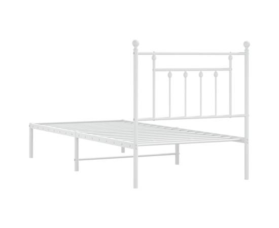 Cadru de pat metalic cu tăblie, alb, 80x200 cm, 8 image