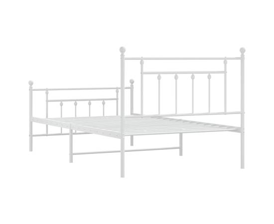 Cadru de pat metalic cu tăblie de cap/picioare, alb, 107x203 cm, 8 image