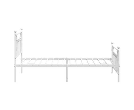 Cadru de pat metalic cu tăblie de cap/picioare, alb, 107x203 cm, 7 image