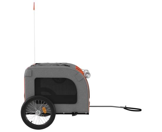 Remorcă de bicicletă câini portocaliu&gri textil oxford&fier, 6 image