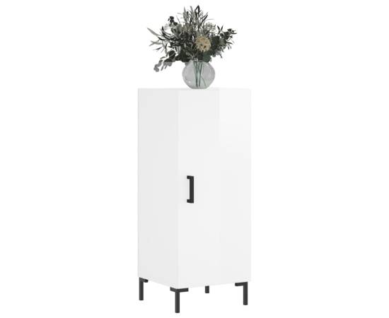 Servantă, alb extralucios, 34,5x34x90 cm, lemn compozit, 3 image