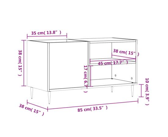 Dulap pentru discuri stejar afumat 85x38x48 cm lemn prelucrat, 9 image