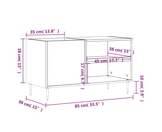 Dulapuri pentru discuri alb lucios 85x38x48 cm lemn prelucrat, 9 image