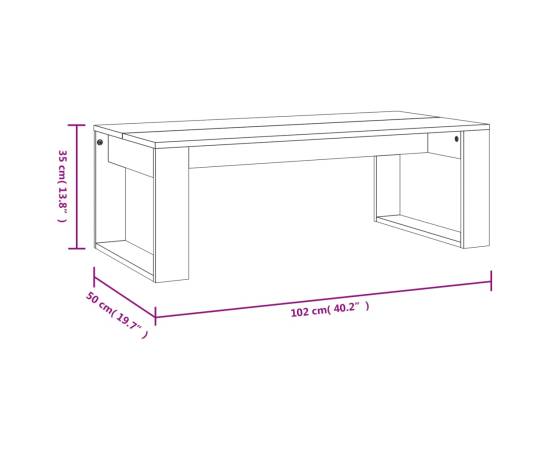 Măsuță de cafea, gri beton, 102x50x35 cm, lemn prelucrat, 9 image