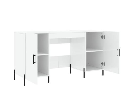 Birou, alb extralucios, 140x50x75 cm, lemn compozit, 5 image