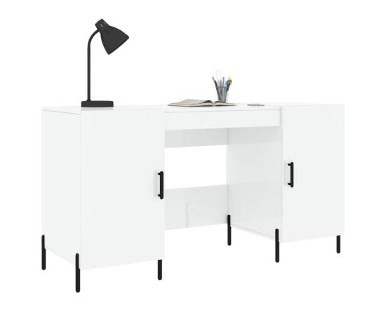 Birou, alb extralucios, 140x50x75 cm, lemn compozit, 3 image