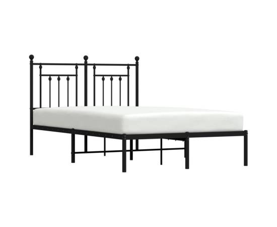 Cadru de pat metalic cu tăblie, negru, 135x190 cm, 4 image