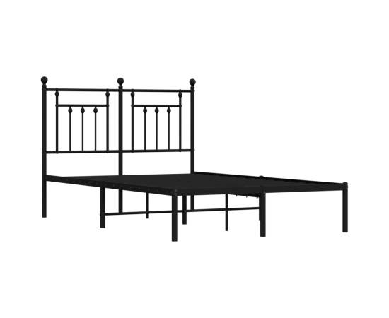 Cadru de pat metalic cu tăblie, negru, 135x190 cm, 5 image