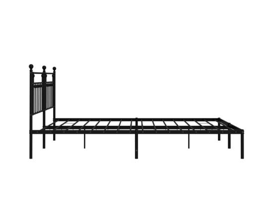 Cadru de pat metalic cu tăblie, negru, 193x203 cm, 7 image