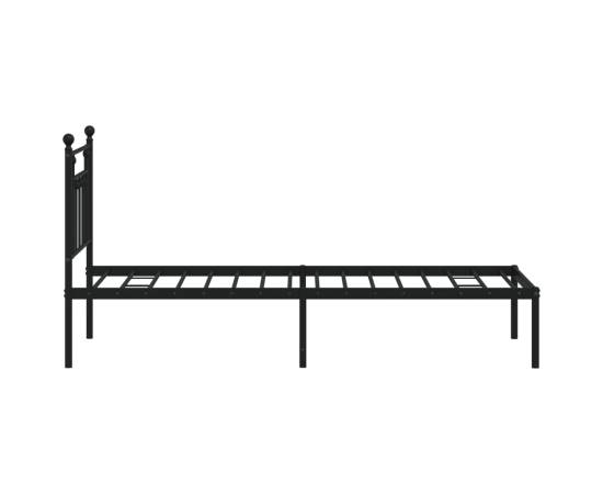 Cadru de pat metalic cu tăblie, negru, 75x190 cm, 7 image