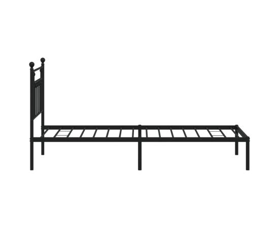 Cadru de pat metalic cu tăblie, negru, 90x190 cm, 7 image