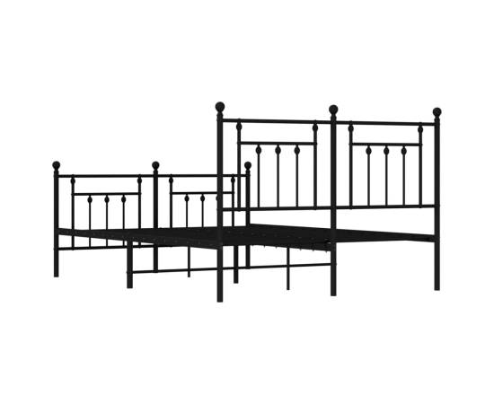 Cadru pat metalic cu tăblie de cap/picioare, negru, 140x190 cm, 8 image