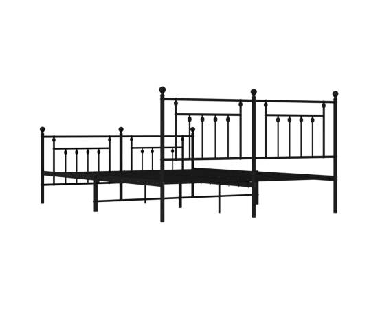 Cadru pat metalic cu tăblie de cap/picioare, negru, 160x200 cm, 8 image